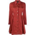Vestidos rojos de algodón de manga larga manga larga con logo Jean Paul Gaultier talla L para mujer 