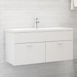 vidaXL Armario para lavabo aglomerado blanco brillante 100x38,5x46 cm