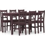 Mesas marrones de pino de comedor  minimalista vidaXL en pack de 7 piezas 