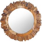 Espejos marrones de teca de baño rústico vidaXL 60 cm de diámetro 