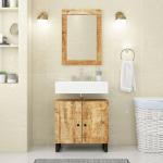 Espejos marrones de madera maciza de baño rústico vidaXL 