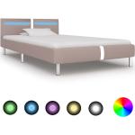 vidaXL Estructura de cama con LED cuero sintético capuchino 90x200 cm