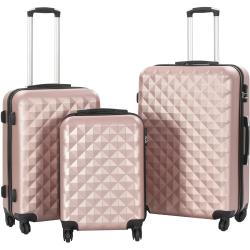 vidaXL Juego de maletas rígidas ruedas trolley 3 pzas rosa dorado ABS