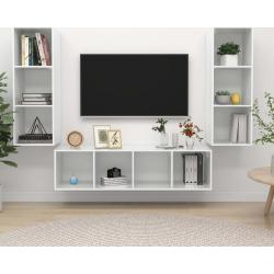 vidaXL Set de muebles de salón 3 pzas madera ingeniería blanco brillo