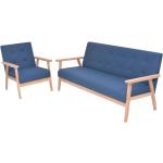 Sofás azules de madera maciza de tela acolchados vidaXL para 3 personas 