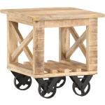 Mesas auxiliares marrones de madera de mango con ruedas vintage lacado vidaXL 