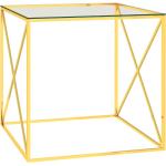 vidaXL Mesa de centro acero inoxidable y vidrio dorada 55x55x55 cm