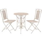 vidaXL Mesa y sillas bistró de jardín 3 piezas acero blanco