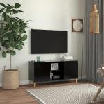 Soportes negros de madera maciza para TV con patas escandinavos vidaXL 