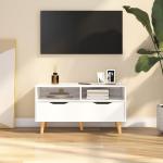 vidaXL Mueble de TV de aglomerado blanco brillante 90x40x48,5 cm