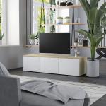 vidaXL Mueble para TV aglomerado blanco y roble Sonoma 120x34x30 cm