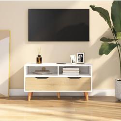 vidaXL Mueble para TV aglomerado blanco y roble Sonoma 90x40x48,5 cm