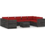 Sofás modulares rojos de pino con cojín rústico acolchados vidaXL en pack de 10 piezas 
