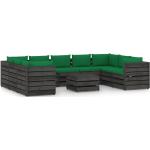 Sofás modulares verdes de pino con cojín rústico acolchados vidaXL en pack de 10 piezas 