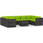 Sofás modulares verdes de pino con cojín rústico acolchados vidaXL en pack de 10 piezas 