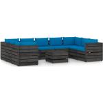 Sofás modulares azules de pino con cojín rústico acolchados vidaXL en pack de 10 piezas 