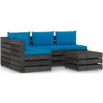 Sofás modulares azules de pino con cojín rústico acolchados vidaXL en pack de 5 piezas 