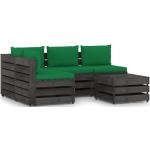 Sofás modulares verdes de pino con cojín rústico acolchados vidaXL en pack de 5 piezas 