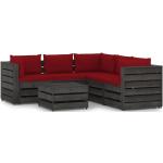 Sofás modulares rojos de pino con cojín rústico acolchados vidaXL en pack de 6 piezas 