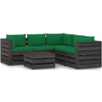 Sofás modulares verdes de pino con cojín rústico acolchados vidaXL en pack de 6 piezas 