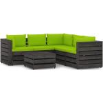 Sofás modulares verdes de pino con cojín rústico acolchados vidaXL en pack de 6 piezas 