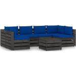 Sofás modulares azules de pino con cojín rústico acolchados vidaXL en pack de 7 piezas 