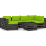 Sofás modulares verdes de pino con cojín rústico acolchados vidaXL en pack de 7 piezas 