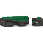 Sofás modulares verdes de pino con cojín rústico acolchados vidaXL en pack de 7 piezas 