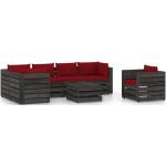 Sofás modulares rojos de pino con cojín rústico acolchados vidaXL en pack de 7 piezas 