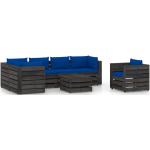 Sofás modulares azules de pino con cojín rústico acolchados vidaXL en pack de 7 piezas 