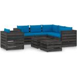 Sofás modulares azules de pino con cojín rústico acolchados vidaXL en pack de 8 piezas 