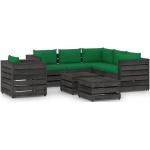 Sofás modulares verdes de pino con cojín rústico acolchados vidaXL en pack de 8 piezas 