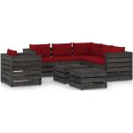 Sofás modulares rojos de pino con cojín rústico acolchados vidaXL en pack de 8 piezas 