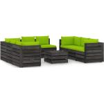 Sofás modulares verdes de pino con cojín rústico acolchados vidaXL en pack de 9 piezas 