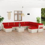 Mesas rojas de abeto de jardín  con cojín rústico acolchadas vidaXL en pack de 11 piezas 
