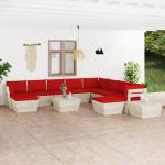 Mesas rojas de abeto de jardín  con cojín rústico acolchadas vidaXL en pack de 12 piezas 