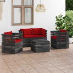 Muebles rojos de pino de jardín con cojín rústico acolchados vidaXL en pack de 5 piezas 