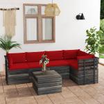 Muebles rojos de pino de jardín con cojín rústico acolchados vidaXL 