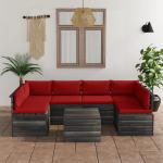 Muebles rojos de pino de jardín con cojín rústico acolchados vidaXL 