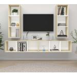 Muebles de pared para TV 4 uds aglomerado blanco con brillo
