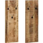 vidaXL Percheros 2 unidades madera maciza mango 36x110x3 cm