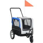 vidaXL Remolque de bicicleta para mascotas y carrito 2-en-1 gris azul