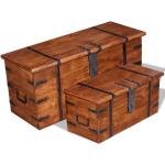 vidaXL Set de baúl de almacenamiento 2 unidades madera maciza