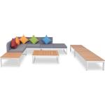 vidaXL Set de muebles de jardín 5 piezas y cojines aluminio y WPC