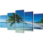 vidaXL Set decorativo de lienzos para pared playa con palmera 200 x 100 cm