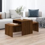vidaXL Set mesas centro madera contrachapada roble marrón 100x48x40 cm