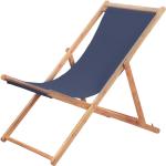 vidaXL Silla de playa plegable de tela y estructura de madera azul