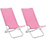 vidaXL Sillas de playa plegables 2 unidades tela rosa