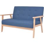 Sofás azules de madera maciza de tela acolchados vidaXL para 2 personas 