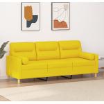 Sofás amarillos de metal de tela con cojín modernos acolchados vidaXL para 3 personas 